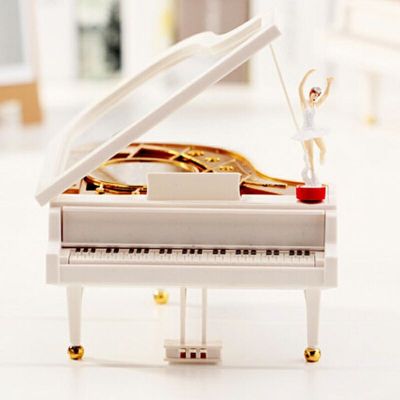 工匠时光 七彩闪光钢琴音乐盒八音盒摆件创意旋转跳舞小女孩生日送