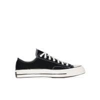 匡威(CONVERSE)黑色logo标志帆布跑鞋男平底圆头正面系带踝部拉链