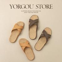 远港2024新款抗菌亚麻拖鞋女夏季室内防滑居家用不臭脚凉拖男四季春秋