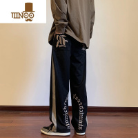 YANXU男生穿搭感裤子男2023秋季新款潮牌字母刺绣美式高街休闲长裤