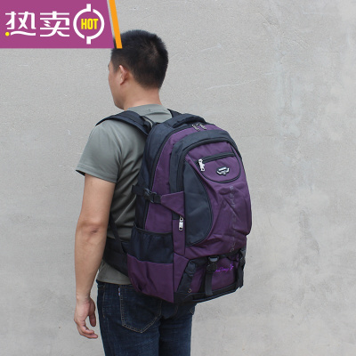 NEWLAKE打工背包防水牛津布超大容量双肩旅行棉被衣服包男长途行李大行囊小号紫色
