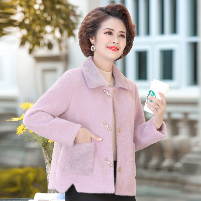 七斓妈妈秋装新款毛呢外套气质妇女上衣两件套中老年女短款呢子衣服40毛呢外套