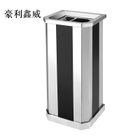 豪利鑫威不锈钢垃圾桶烟蒂柱灭烟桶带烟灰缸室外电梯口立式黑条不锈钢上开口