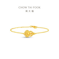 周大福爆闪福禄金丝葫芦足金黄金手链女计价(工费460)送生日礼物EOF1631