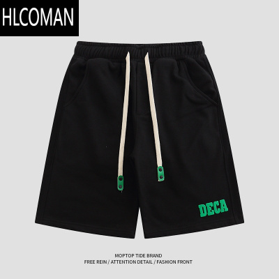 HLCOMANWHXS美式潮牌复古街头潮牌休闲短裤男夏季字母印花宽松五分裤子