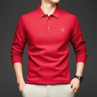 新款春季长袖T恤男装韩版潮流翻领纯色时尚百搭简约套头上衣