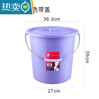 敬平塑料手提水桶加厚耐摔学生宿舍家用洗衣桶洗澡桶泡脚桶洗车储水桶 大号[紫色+防尘盖]30L