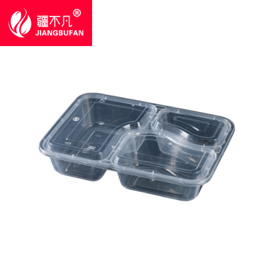 一次性透明餐盒 1000ml 高盖三格 /150个/箱