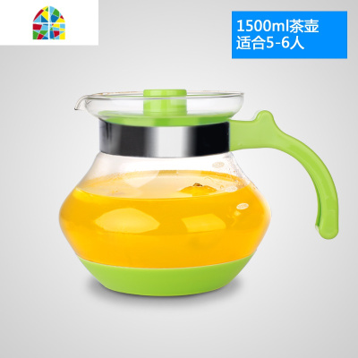 可高温冷水壶玻璃水壶家用茶壶凉白开水杯套装大容量 FENGHOU C026_1500ML绿色凉水壶