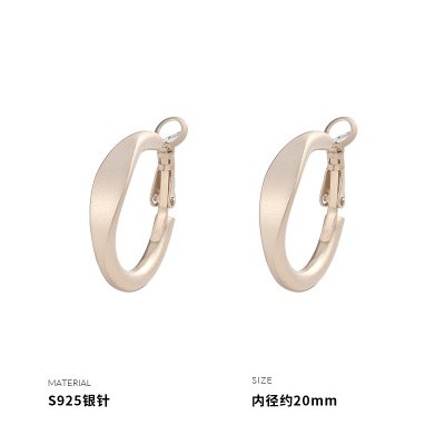 925纯银磨砂咖啡金耳圈女耳环耳饰银针小众设计时尚2025潮送女朋友老婆情人节七夕生日礼物