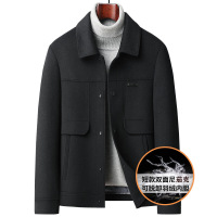 手工缝制秋冬新款羊毛双面尼茄克男脱卸羽绒内胆保暖羊毛夹克外套