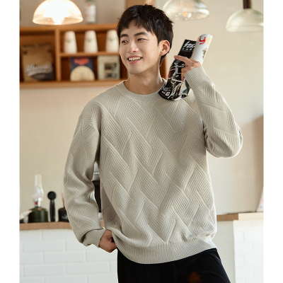 [3件8.5折135.9元,叠加优惠券]唐狮新款秋冬圆领毛衣男针织衫休闲肌理学生宽松内搭打底衫男