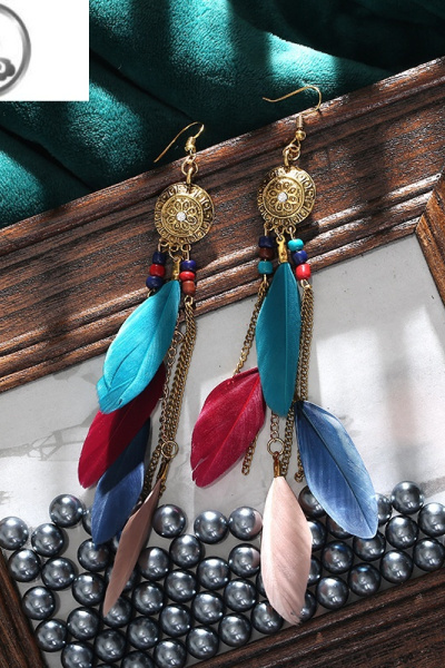 JiMi手作复古波西米亚民族风耳环女气质度假流苏耳钉泰国长款个性耳饰