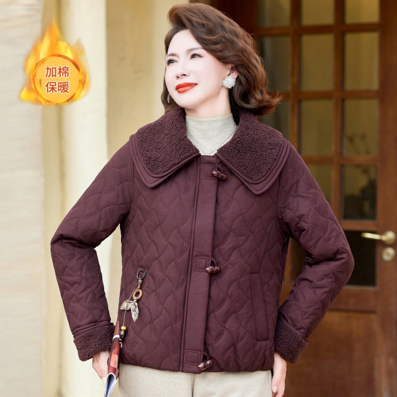大码中老年女士休闲棉衣宽松中年妈妈装冬装衣服50岁短款衣服50岁