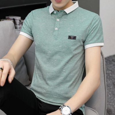 梵克公牛男士短袖T恤夏季20新款翻领polo衫有带领半袖丅韩版棉上衣服9008绿色M