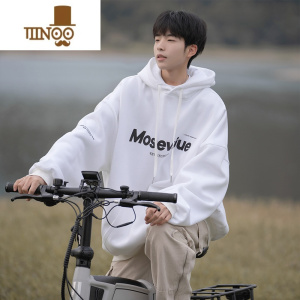 YANXU连帽字母印花卫衣男款新款潮牌美式慵懒hiphop情侣宽松上衣服