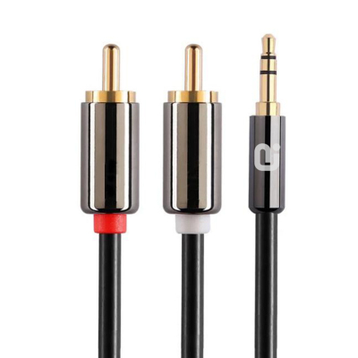 阿音英国TAC352屏蔽RCA音频线一分二3.5mm转双莲花头接功放音箱传输连接转换线2米