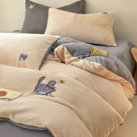 冬天加厚A类牛奶绒床单四件套保暖被套超柔软床笠毛茸茸床上用品4