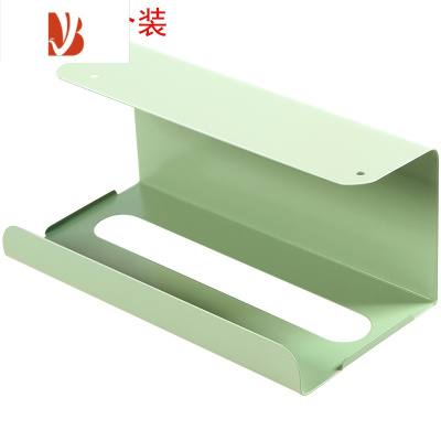 三维工匠厨房纸巾架免打孔铁艺用纸架家用餐巾纸创意挂架橱柜门抽纸盒壁挂 绿色两个装