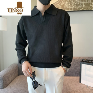 YANXUPolo领毛衣男生学院风情侣潮牌宽松百搭保暖打底针织衫上衣