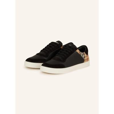 博柏利(BURBERRY)意大利进口光滑皮革拼接跑鞋透气防滑休闲运动鞋