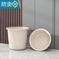 敬平水桶家用储水用手提塑料桶加厚大号洗澡宿舍洗衣桶桶盆套装洗车桶 中号[水桶+脸盆]卡其[偏小]