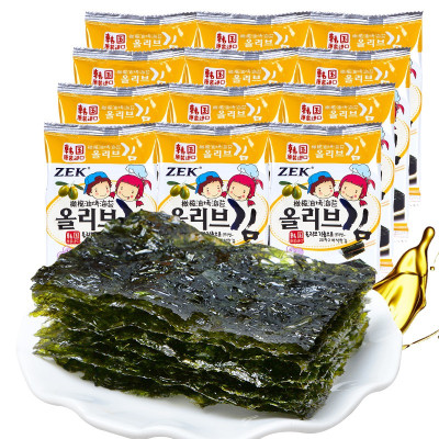 韩国进口烤海苔橄榄油味4大袋（12包）紫菜寿司包饭儿童宝宝辅食休闲零食