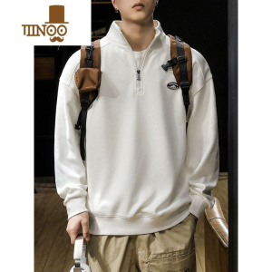 YANXU美式潮牌运动卫衣男士宽松百搭加绒半拉链polo衫领男潮