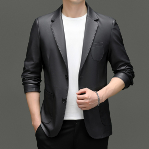 高端轻奢男士皮衣西装外套春秋季休闲痞帅西服修身高级感春秋季海宁真皮皮衣男绵羊皮西服夹克修身休闲单皮西装外套薄款潮