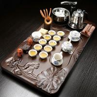 家柏饰(CORATED)紫砂全自动功夫茶具家用陶瓷实木一体茶盘套装办公简约泡茶茶道