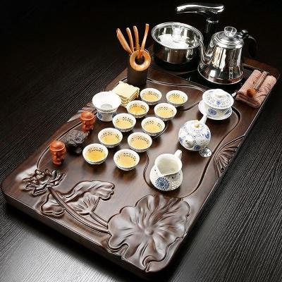 家柏饰(CORATED)紫砂全自动功夫茶具家用陶瓷实木一体茶盘套装办公简约泡茶茶道