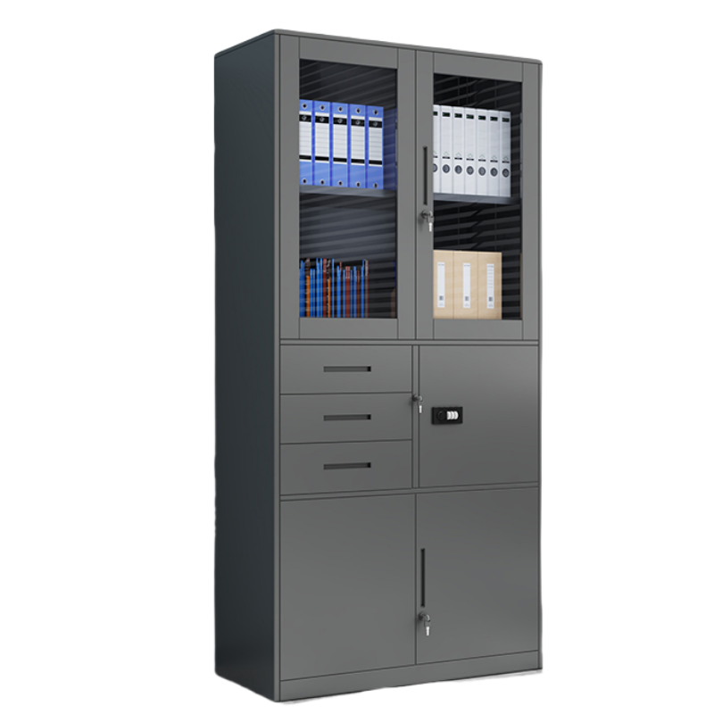 景福达文件柜三斗黑色90*40*185cm台