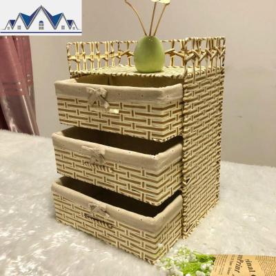 编小型收纳柜抽屉式储物柜收纳盒抽拉式杂物柜床头柜首饰柜 三维工匠收纳箱