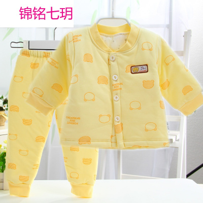 锦铭七玥婴儿棉衣套装男女新生宝宝棉袄棉裤夹棉开衫秋冬季薄款服工厂批发