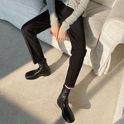 语娄西装裤子女秋冬高腰烟管裤黑色工装直筒哈伦裤显瘦百搭女休闲裤潮2021西裤