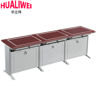 华立伟翻转电脑桌三人张