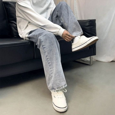 日系牛仔裤男学生韩版宽松潮流坠感老爹裤直筒牛仔裤ins潮牌戈琳诗祺