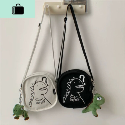 日系原宿可爱恐龙软妹古着感少女斜挎包ins韩版小清新学生帆布包NEW LAKE