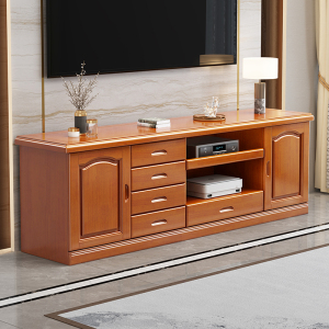 青木川 简约现代实木电视柜客厅家用小户型卧室房间1.6米收纳储物柜高柜矮柜组合多抽屉式电视柜墙柜加高款老实影视柜地柜