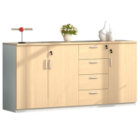 臻远办公矮柜文件柜木质储物柜打印机边柜 ZY-MZG-06 三门四抽1600*400*800