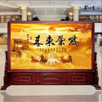 BONJEAN中式进大厅客厅遮挡隔断办公室酒店公司实木玄关屏风双面座屏