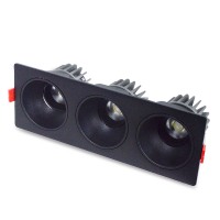 LED射灯 防眩光 嵌入式 黑架+黑杯-三头12W*3白光