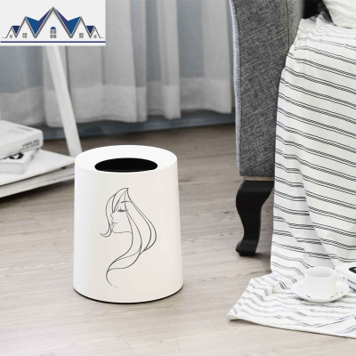 欧式北欧创意卫生间办公室卧室客厅家用无盖纸篓垃圾桶大号小号筒 三维工匠