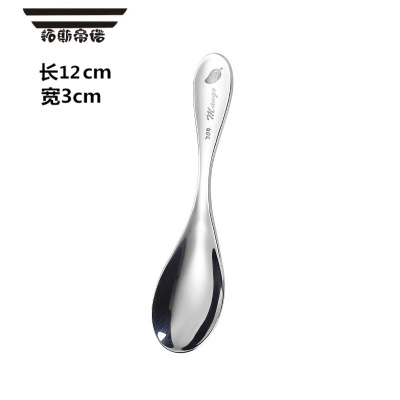 拓斯帝诺创意304不锈钢儿童餐具水果叉子幼儿园勺叉一体调羹宝宝吃饭勺子小号勺子（无盒）