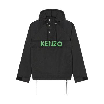 高田贤三(Kenzo)黑色连帽风衣男士运动外套防风防水透气连肩袖口