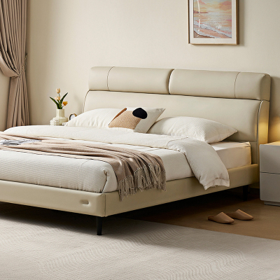 全友家居 皮艺软包床现代简约主卧室双人大床婚床家用