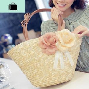 编包包沙滩编织包包新款单肩女包时尚休闲度假花朵韩版小清新NEW LAKE 麦秆原色女士单肩包 麦秆原色