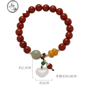JiMi民族风手链玛瑙石配饰小众设计时尚优雅手饰高级气质闺蜜礼物手串 玉锁玛瑙国潮手链有弹性