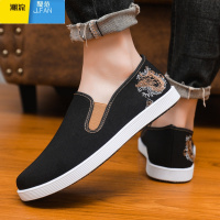 聚范2024国潮刺绣老北京布鞋男鞋一脚蹬防滑轻便软底透气男工作鞋
