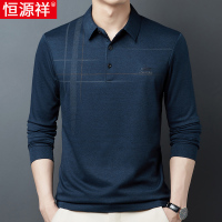 恒源祥中年男士长袖t恤中老年人爸爸秋装上衣宽松加绒加厚Polo衫